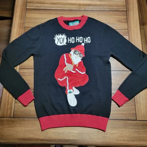 Ugly Christmas Sweater Brand LS Knit "Yo! Ho Ho Ho" Santa Unisex - Size Small